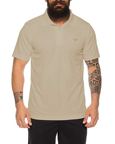 Raff & Taff Polo Shirt Fitness Shirt hochwertiges Atmungaktives Funktionsshirt T-Shirt Freizeit Shirt (Beige, L) von Raff&Taff