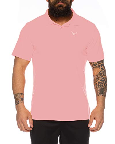 Raff & Taff Polo Shirt Fitness Shirt hochwertiges Atmungaktives Funktionsshirt T-Shirt Freizeit Shirt (Rosa, 5XL) von Raff&Taff