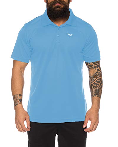 Raff & Taff Polo Shirt Fitness Shirt hochwertiges Atmungaktives Funktionsshirt T-Shirt Freizeit Shirt (Sky, 3XL) von Raff&Taff