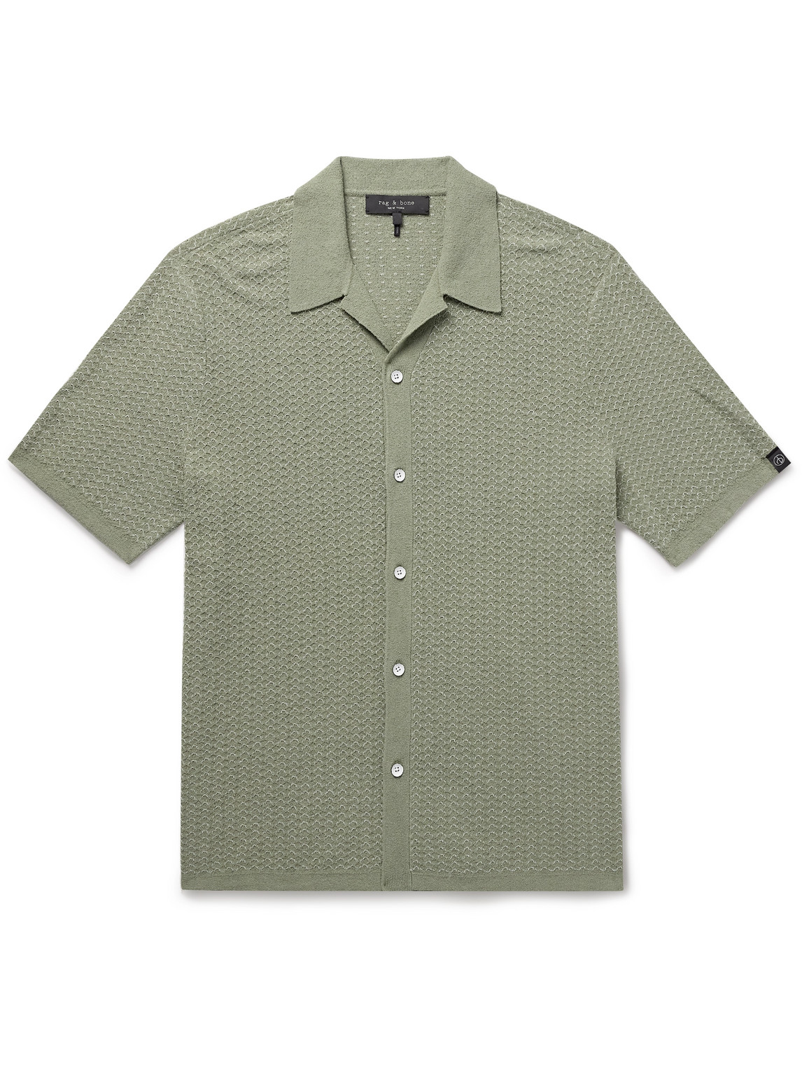 Rag & Bone - Avery Camp-Collar Honeycomb-Knit Cotton-Blend Terry Shirt - Men - Green - L von Rag & Bone