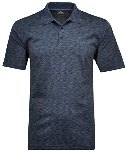 RAGMAN Herren Softknit-Polo mit Flamm-Optik, Blau, L von RAGMAN