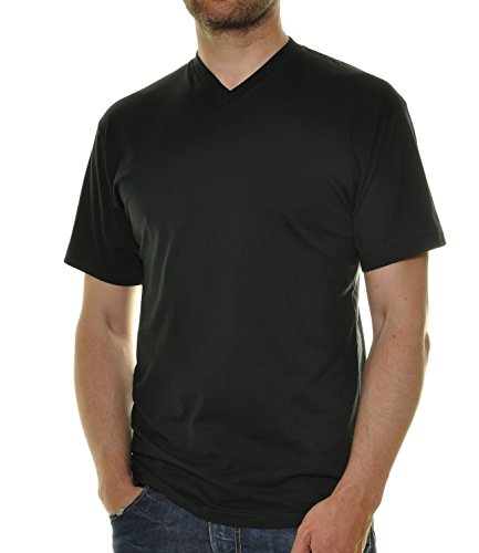 Ragman Herren Doppelpack - 2 T-Shirts mit V-Ausschnitt, Schwarz, 3XL von RAGMAN