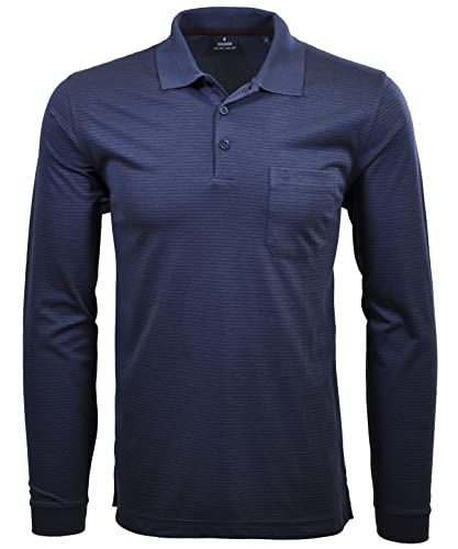 Ragman Herren Softknit-Polo Fineliner, Langarm,M,Azur von RAGMAN