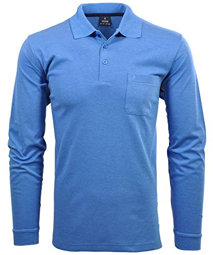 Ragman Herren Softknit-Polo Langarm, Aqua, S von RAGMAN