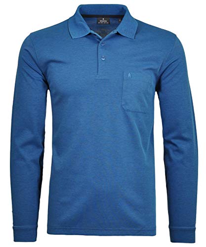 RAGMAN Herren Softknit-Polo mit Brusttasche, Langarm XXL, Blau-Melange-765 von RAGMAN