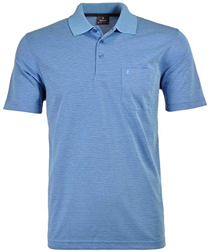 Ragman Herren Softknit-Polo fein gestreift,Aqua,XXL von RAGMAN