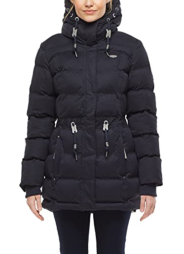 Ragwear ASHANI PUFFY A Damen Frauen Parka,Mantel,Überagngsmantel mit Kapuze,Steppmantel,wasserabweisend,Regular Fit,Blau,XS von Ragwear