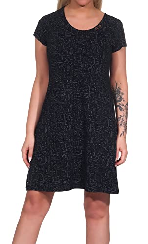 Ragwear Damen Kleid Panssi Mini-Shirtkleid mit Alloverprint 2211-20022 Black (1010) L von Ragwear