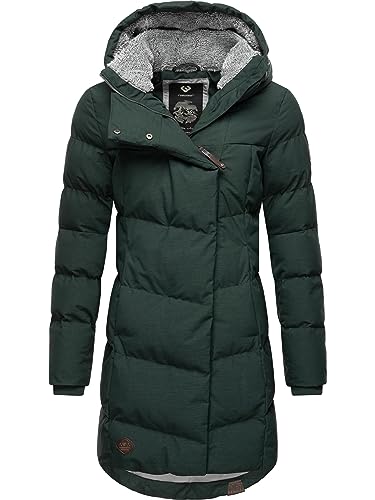 Ragwear Damen Wintermantel Warmer Steppmantel lang mit Kapuze Pavla Intl Dark Green23 Gr. 4XL von Ragwear