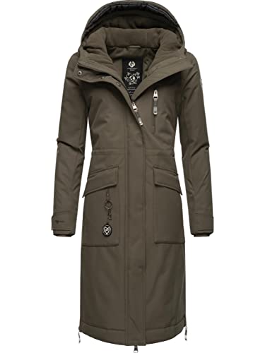 Ragwear Damen Wintermantel Warmer Parka lang aus recyceltem Material Refutura Remake Olive Gr. XS von Ragwear