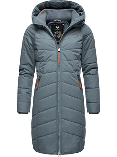 Ragwear Damen Wintermantel warmer Steppmantel lang mit Kapuze Dizzie Coat Grey Gr. 5XL von Ragwear