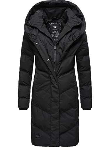 Ragwear Damen Wintermantel warmer Steppmantel lang wasserdicht mit Kapuze Natalka Black022 Gr. XL von Ragwear