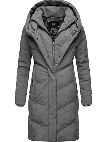 Ragwear Damen Wintermantel warmer Steppmantel lang mit Kapuze Natalka Grey22 Gr. L von Ragwear