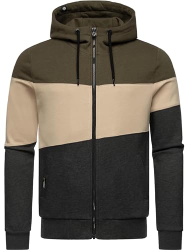 Ragwear Herren Sweatjacke Zip-Hoodie Jacke in Colourblocking-Optik mit verstellbarer Kapuze Trien YOUMODO Dark Olive Gr. 4XL von Ragwear