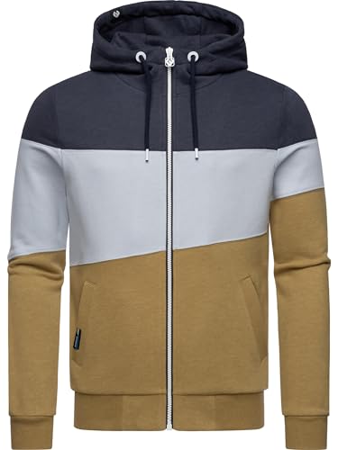 Ragwear Herren Sweatjacke Zip-Hoodie Jacke in Colourblocking-Optik mit verstellbarer Kapuze Trien YOUMODO Navy Gr. L von Ragwear