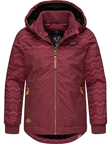 Ragwear Kinder Mädchen Winterjacke Outdoorjacke mit Kapuze wasserdicht Kristla Chevron Raspberry Gr. 128 von Ragwear