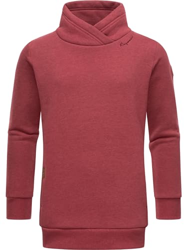 Ragwear Mädchen Sweatshirt Longsleeve Pullover aus recyceltem Polyester mit Stehkragen Nesie Raspberry Gr. 134 von Ragwear