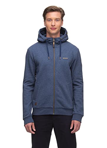 Ragwear NATE Zip Herren Männer Sweatjacke,Sweatshirt mit Reißverschluss,Zip Hoodie,Kapuze,Stehkragen,Blau,XL von Ragwear