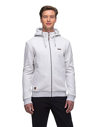 Ragwear NATE Zip Herren Männer Sweatjacke,Sweatshirt mit Reißverschluss,Zip Hoodie,Kapuze,Stehkragen,Grau,L von Ragwear