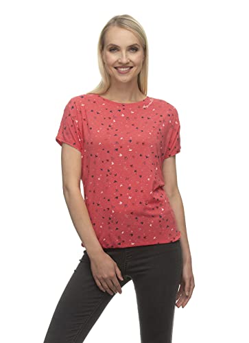 Ragwear PECORI Print Damen Frauen T-Shirt Rundhals,Shirt,Oberteil,Kurzarm,Rundausschnitt,Rot,S von Ragwear