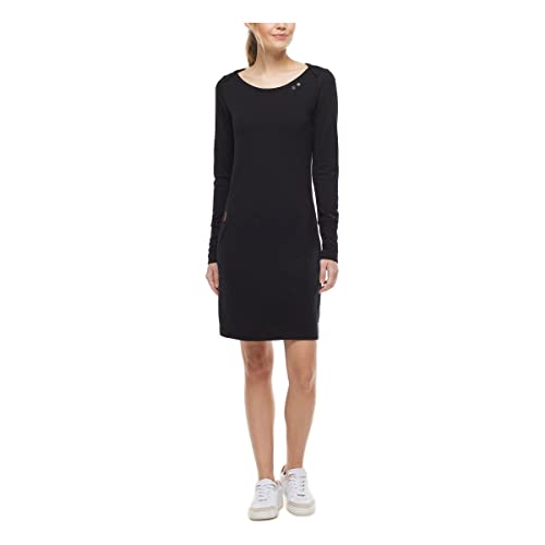 Ragwear River Sweat Damen Frauen Langarmkleid,Kleid,Freizeitkleid,Jerseykleid,Langarm,Rundhalsausschnitt,Taillengürtel,Regular Fit,Schwarz,M von Ragwear