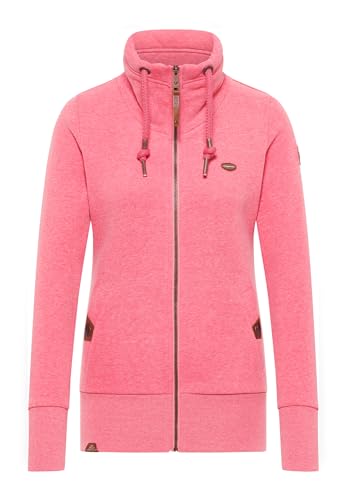 Ragwear Rylie Zip Damen Sweatjacke Cardigan Sweatshirt Jacke Strickjacke (DE/NL/SE/PL, Alphanumerisch, XL, Regular, Regular, Raspberry) von Ragwear