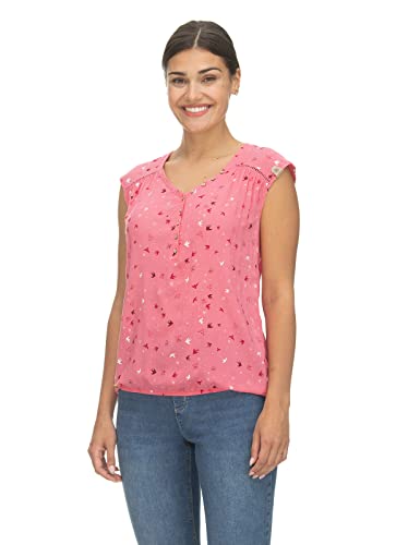 Ragwear SALTTY A Damen Frauen T-Shirt V-Ausschnitt,Shirt,Oberteil,Blusen-Shirt,Sommerbluse,ärmellos,Knopfleiste,Rosa,L von Ragwear