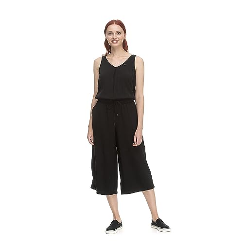 Ragwear SUKY Damen Frauen Jumpsuit kurz,Overall,kurz,kurzarm,modisch,Rückenausschnitt,Schwarz,S von Ragwear