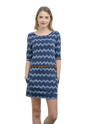 Ragwear Tanya Forest Damen Frauen Langarmkleid,Kleid,Freizeitkleid,Jerseykleid,Langarm,Rundhalsausschnitt,Taillengürtel,Blau,M von Ragwear