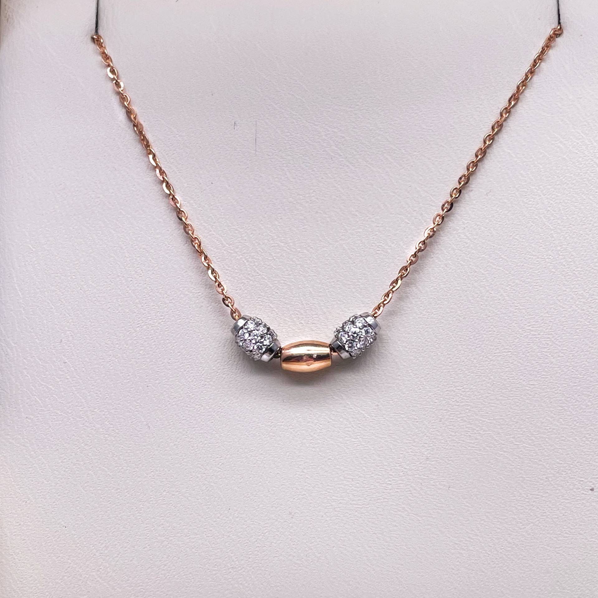 18 Karat Rosegold Diamant Fancy Kette Halskette 0.38 Carats H/Si "' Zoll von RainaJewels