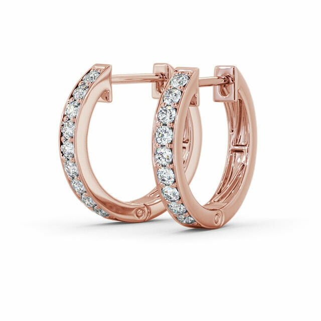 18 Karat Roségold Diamant Set Paar Hoop Ohrringe 0, 19 14mm Breit von RainaJewels