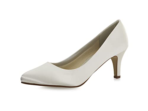 Rainbow Club Brautschuhe Lottie - Damen Pumps gepolstert, Ivory/Creme, Satin - Gr. 37.5 (UK 4.5) von Rainbow Club