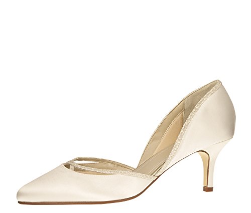 Rainbow Club Brautschuhe Teddie - Pumps Ivory Glitzer Satin - Damen - Gr 40 EU 7 UK von Rainbow Club