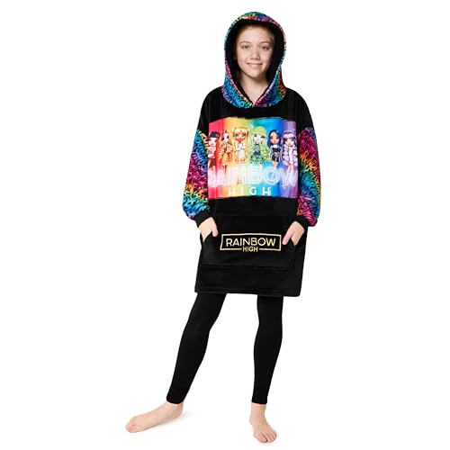 Rainbow High Hoodie Decke Kinder Mädchen Übergröße Kuscheldecke mit Ärmeln, Warm Fleece Kapuzenpullover Teenager Tragbare Decken Hoodie Mädchen von Rainbow High