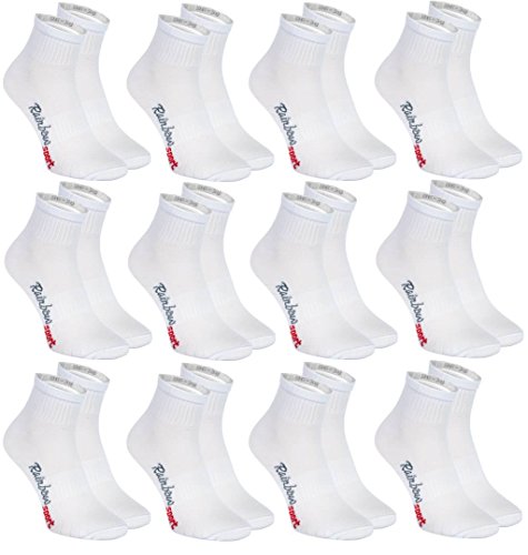 Rainbow Socks - Damen Herren Bunte Baumwolle Sport Socken - 12 Paar - Weiß - Größen 44-46 von Rainbow Socks