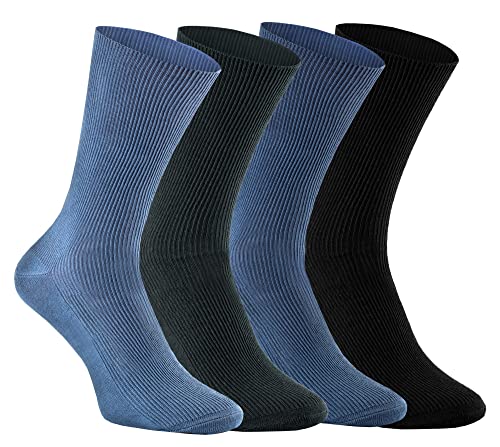 Rainbow Socks - Premium Damen Herren Diabetiker Socken Ohne Gummibund - 4 Paar - Jeans Graphit Marine Schwarz - Größen 44-46 von Rainbow Socks