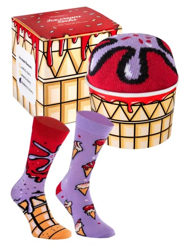 Rainbow Socks - Unisex Damen Herren - Eis-Becher-Socken für sie und ihn - ein Lustiges Geschenk für einen Freund zum Geburtstag - 1 Paar - BLAUBEERE & KIRSCHE - 41-46 von Rainbow Socks