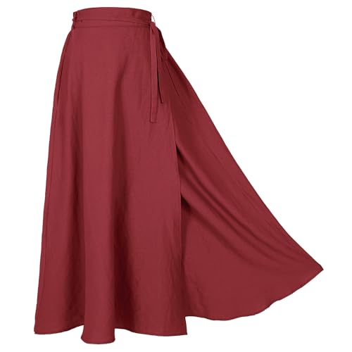 Damen Übergröße Leinen Wickelrock Casual Maxirock Vintage A-Linie Leinenrock, Z2973rd, Klein Damen Übergröße Leinen Wickelrock Casual Maxirock Vintage A-Linie Leinenrock, Z2973rd, Klein von Rainday