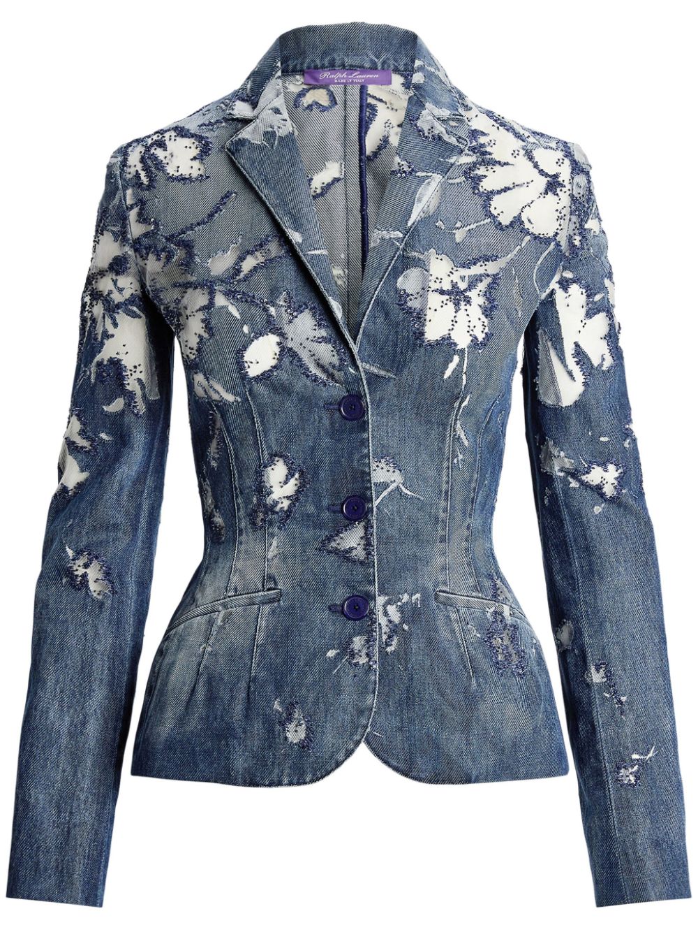 Ralph Lauren Collection Holt Jeansjacke mit Blumenverzierung - Blau von Ralph Lauren Collection