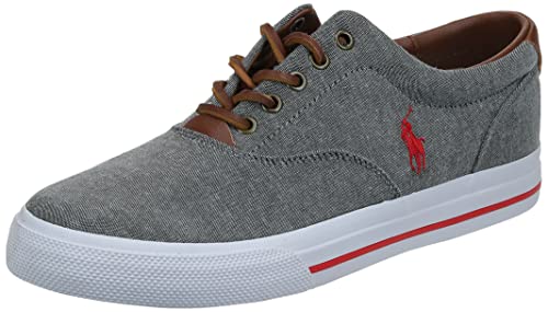 POLO RALPH LAUREN Vaughn Fashion Sneaker für Herren, Grau/Ralph Lauren Rot, 46 EU von Ralph Lauren