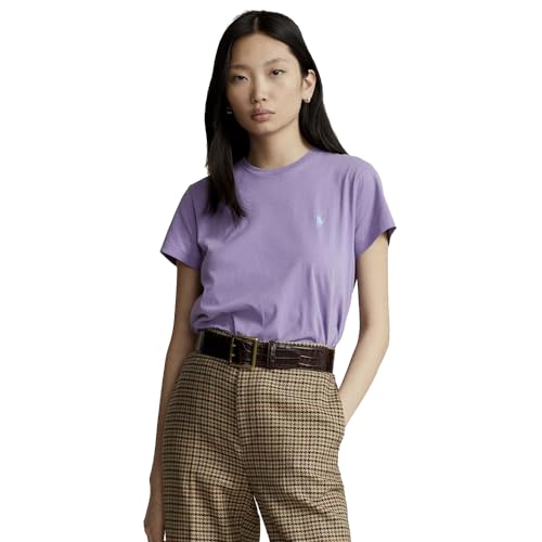 Ralph Lauren Damen-T-Shirt mit Rundhalsausschnitt aus Baumwolle, Wisteria, Large von Ralph Lauren