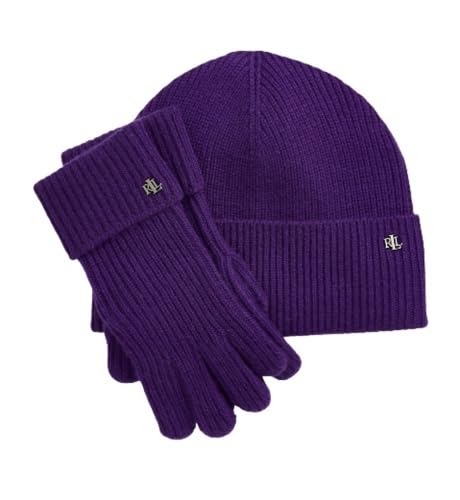 Ralph Lauren "Lauren Woll-Kaschmir Mütze & Handschuhe Set, Lila von Ralph Lauren