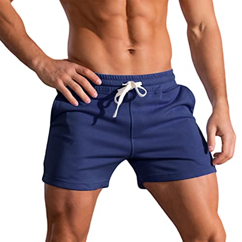 Rane Sports 3 Zoll Herren Laufshorts Gym Training Shorts Bodybuilding Shorts Atmungsaktive Baumwolle Sportshorts, marineblau, M von Rane Sports