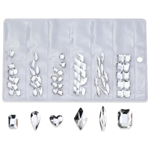 60 Stück/Set Elegante Strasssteine 3D Nagelkunst Kristall Strasssteine Nagelspitzen Dekorationen Kristall-3D Nägel Charme Maniküre Mode Accessoires Verzierungen Bastelbedarf von Ranuw