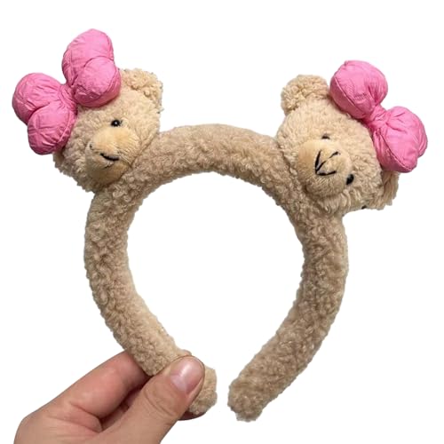 Pelziges Plüsch Stirnband Cartoon Bowknot Bär Stirnband Weiblich Waschendes Gesicht Haarband Erwachsene Kinder Familientreffen Kopfbedeckung Verstellbares Haar Accessoire von Ranuw