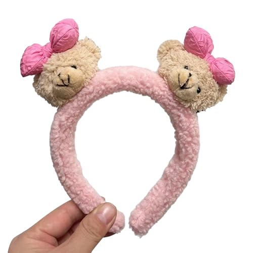 Pelziges Plüsch Stirnband Cartoon Bowknot Bär Stirnband Weiblich Waschendes Gesicht Haarband Erwachsene Kinder Familientreffen Kopfbedeckung Verstellbares Haar Accessoire von Ranuw