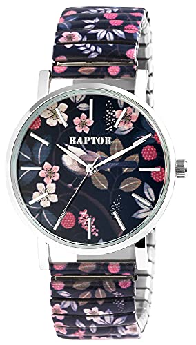 Raptor Colorful Edition Damen-Uhr Zugband Edelstahl Motiv Bunt Print Analog Quarz RA10205 von Raptor