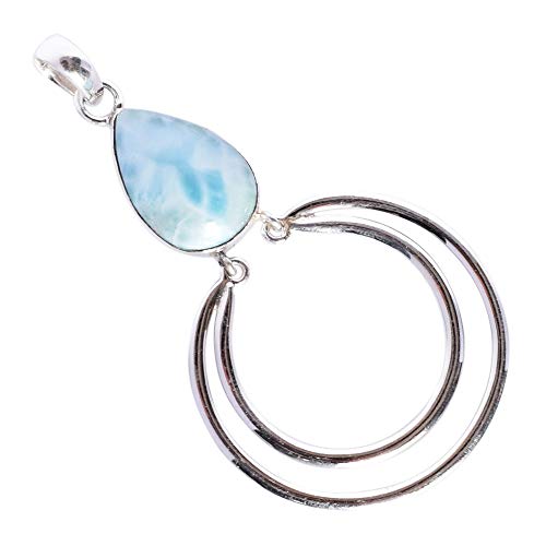 Echter Dominikanische Republik Larimar Edelstein Anhänger Schmuck 925 Sterling Silber Handmade Damenschmuck FSJ-3139 von Ravishing Impressions Jewellery