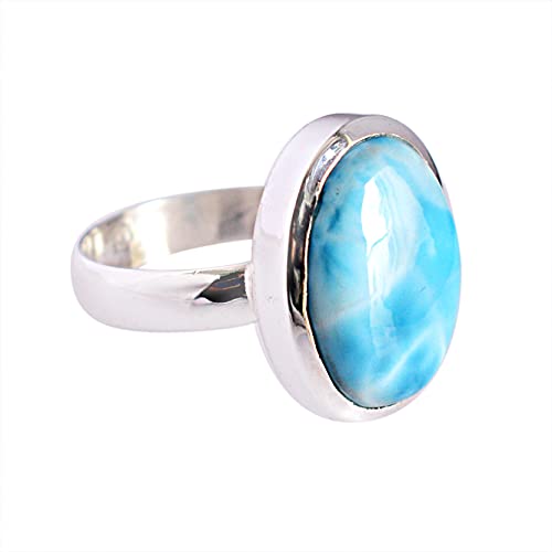 Ravishing Impressions Ring aus massivem 925er-Sterlingsilber, Larimar-Edelstein, wunderschöner, handgefertigter Schmuck, Geburtstagsgeschenk, Stein:, Larimar von Ravishing Impressions Jewellery