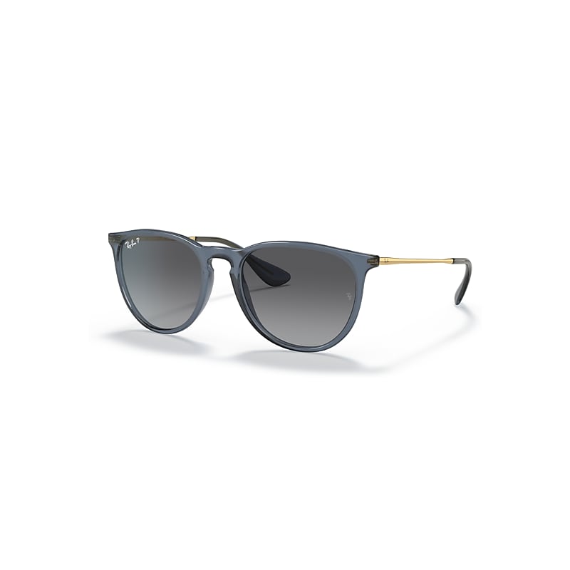 Ray-Ban Erika Classic Sonnenbrillen Blau Transparent Fassung Grau Glas Polarisiert 54-18 von Ray-Ban